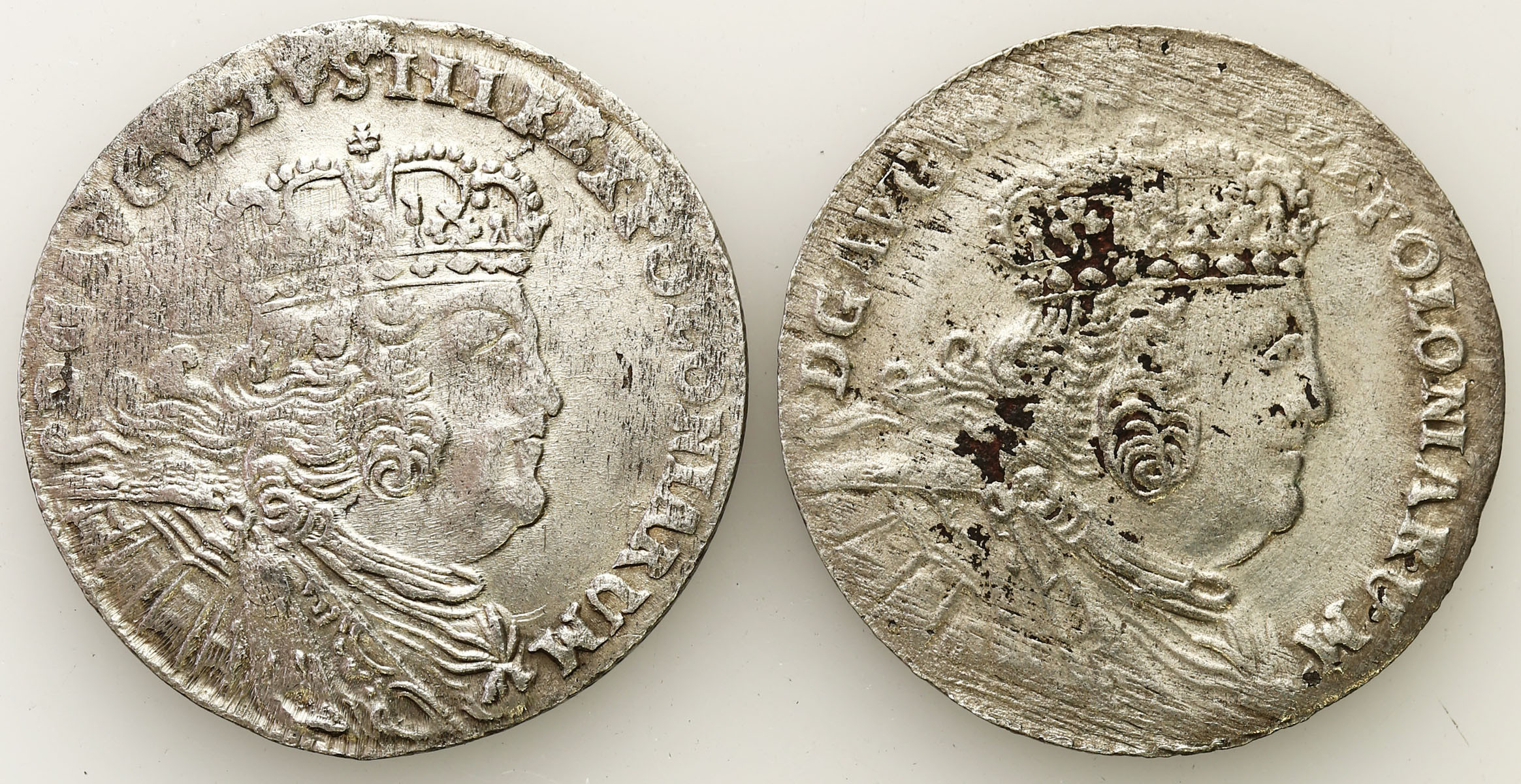 August III Sas. 8 groszy (2 złote) 1753 EC, Lipsk, zestaw 2 sztuk